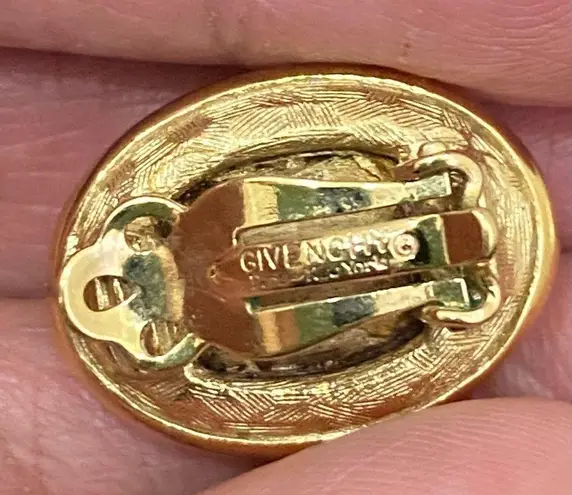 Givenchy Vintage New York Goldtone Oval Clear Crystal Rhinestone Clip Earrings