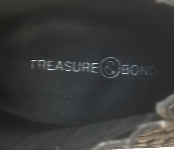 Treasure & Bond Ankle Booties Wedge Boots Faux-Snakeskin Print Black Tan 7