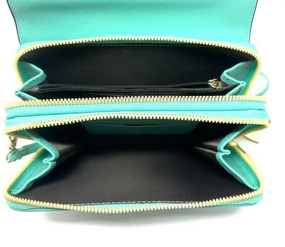 Forever Young  Bag Turquoise Magnetic Snap Wallet Phone Strap Small Zip Closure