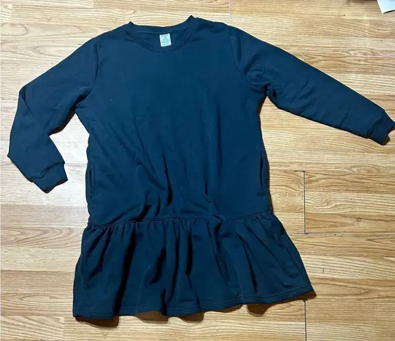 Serra Black oversized sweat shirt dress w pockets ladies XL