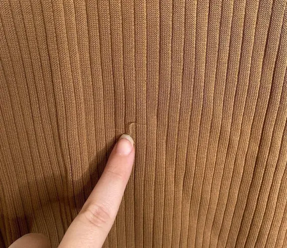 Karina Grimaldi Amber Knit Midi Dress in Camel Size Small One Shoulder Ribbed