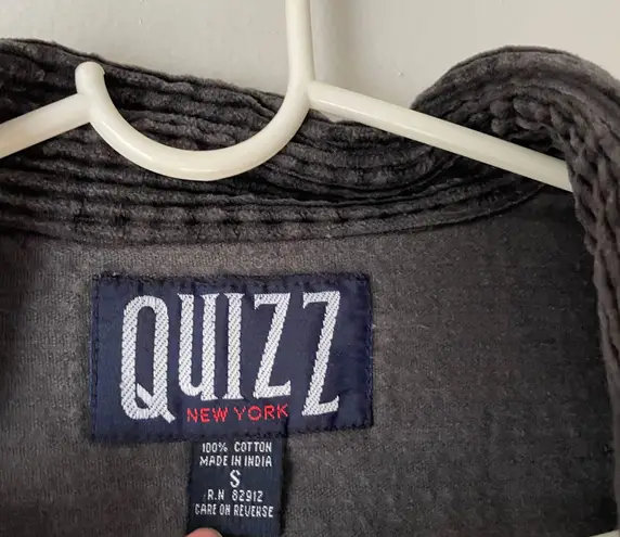 QUIZZ Vintage Dark Grey Corduroy Button Down Shirt Gray