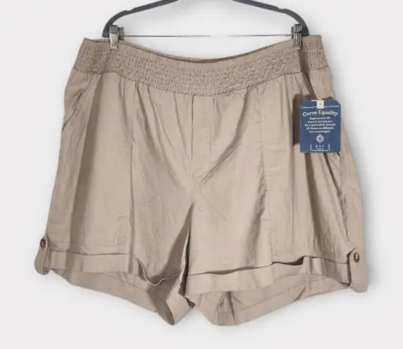 Democracy Light Brown High-Rise Linen Pull-On Shorts NWT Size 3X