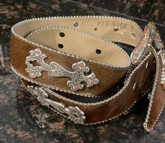 BB SIMON CALF SKIN WESTERN BELT Brown