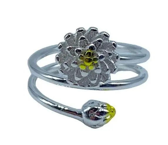 New no brand yellow flower adjustable fashion ring