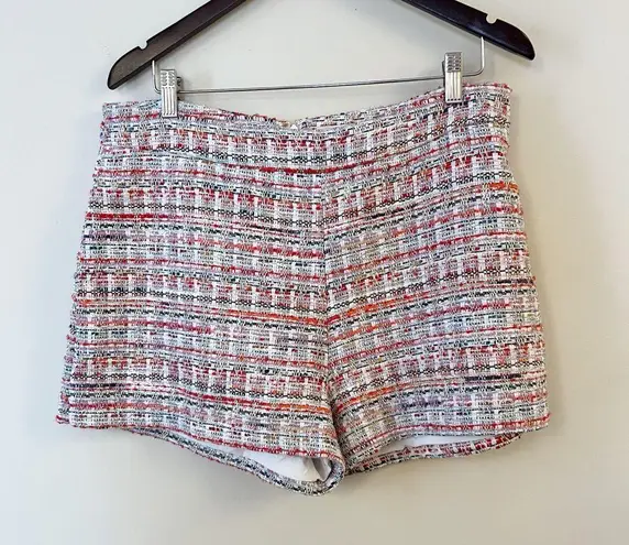 S’edge Tweed Multicolor Matching Shorts and Crop Top Blouse Set Size Large White
