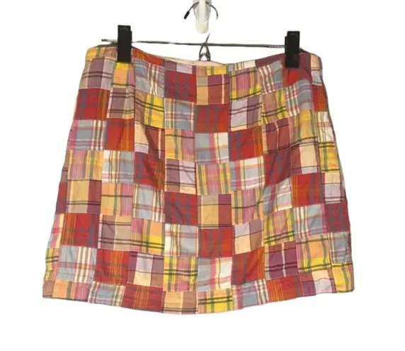 J.Crew  Multicolor Madras Quilt Style Patchwork Cotton Mini Skirt Women Sz 2