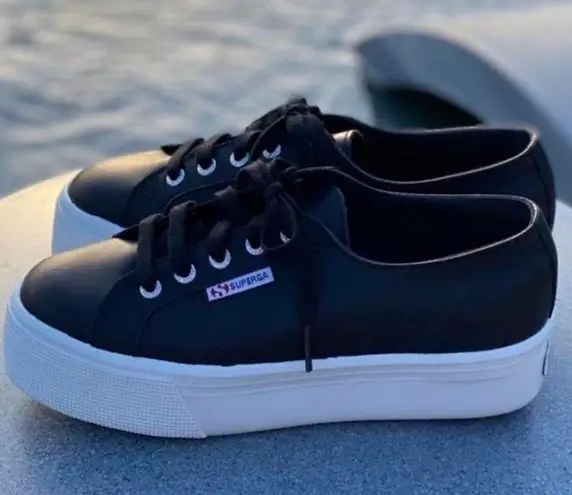 Superga Black Platform Shoes