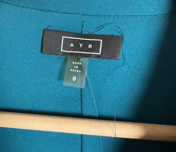 AYR Teal Blue Silk Long Sleeve Belted Midi Trench Dress Size 0