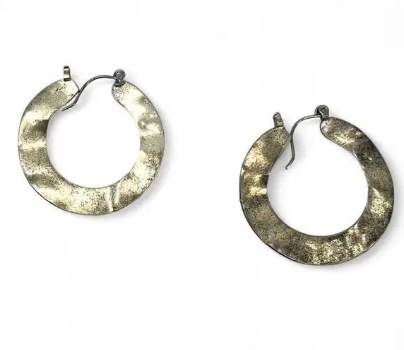 Artisan Silver Hoop Earrings Handmade Hoop Statement Hammered Jewelry