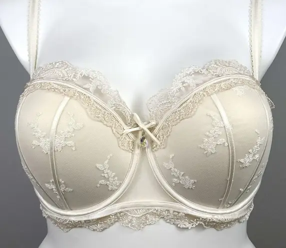 Honey Birdette Daisy Balconette Bra US 40G Padded Lined Molded Underwire Ivory Size undefined