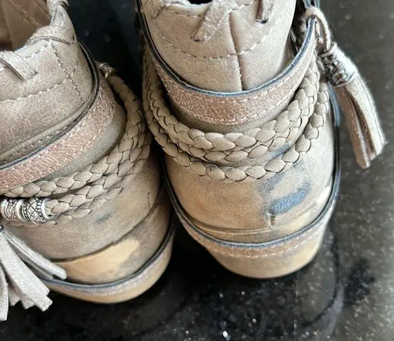 Tan Booties Zip Ankle Boots Western Womens 7