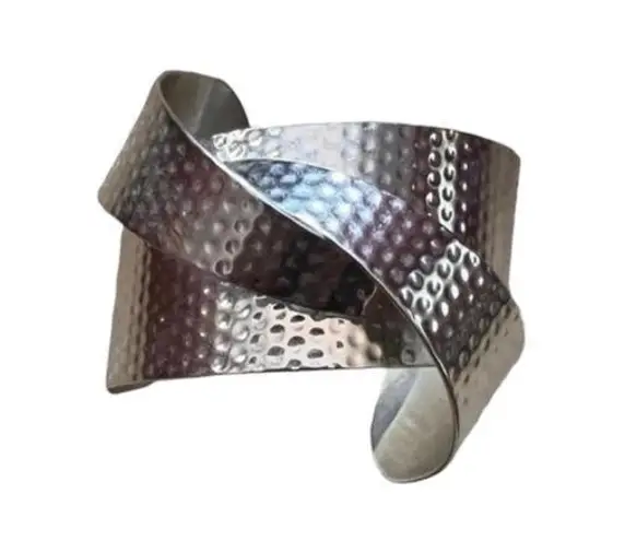 Gorgeous hammered silver wide cuff bracelet.