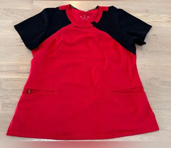 Careisma Women's Round Neck Solid Scrub Top CA606 red black size large