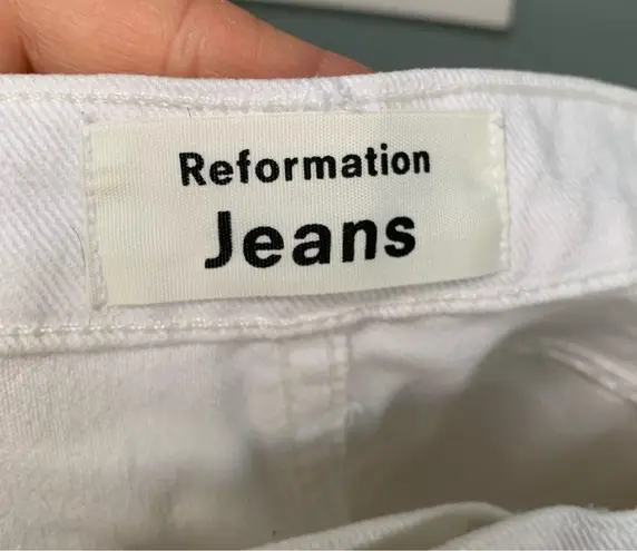 Reformation  Cynthia High Relaxed Jean White Destroyed 24