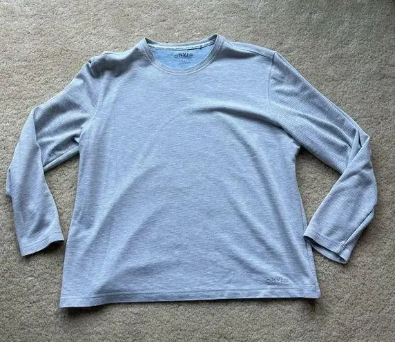 Orvis  Classic Women’s Crewneck Sweatshirt - Size L - Gray White Striped - GUC