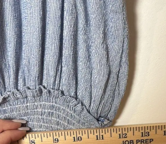 FOR THE REPUBLIC Striped Sleeveless Jumpsuit with Pockets Blue and White size L