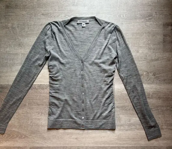 Max Mara Sportsmax  Ruched Side Lightweight 100% Wool Cardigan Size M Feminine 