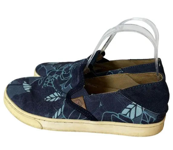 Olukai Pehuea Print Navy Floral Tropical 20339 Dest Women's Size 8