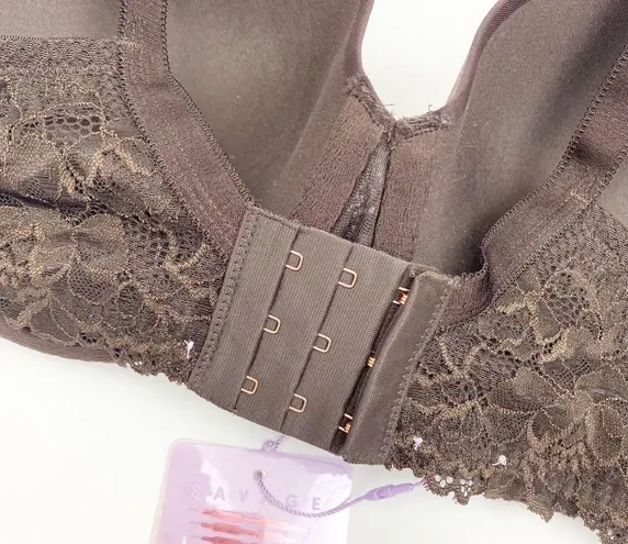 Savage X Fenty Floral Lace Push Up Balconette Bra: Chocolate Brown Sugar