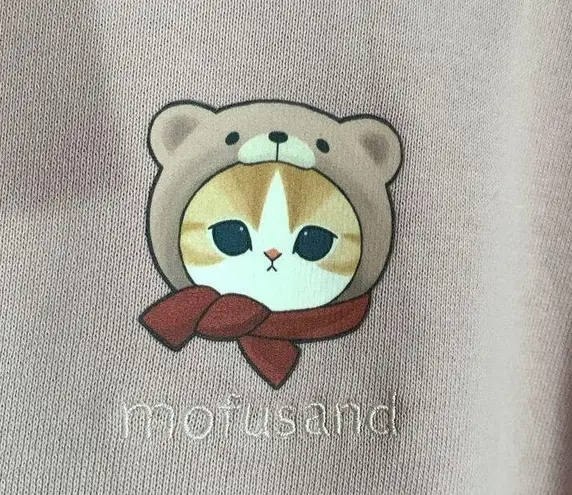 Mofusand Uniqlo Collab Printed Embroidered Sweatshirt in Pink XS