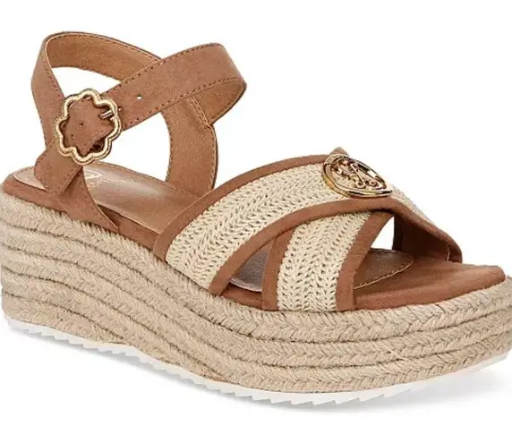 Sam & Libby Brown and Cream Espadrille Wedges