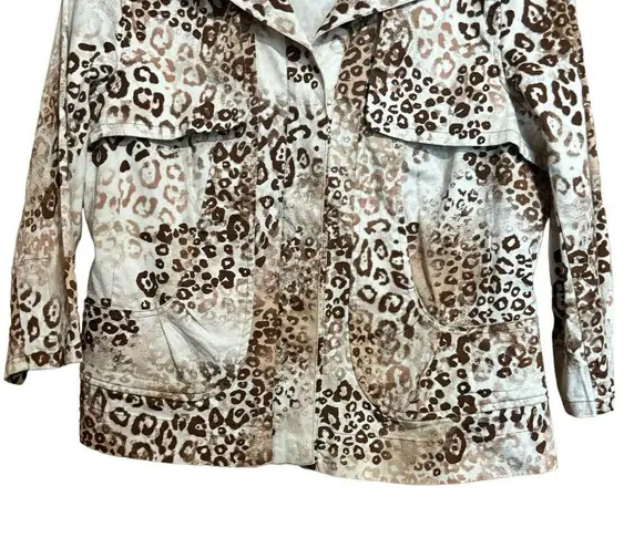 Multiples Jacket Womens Large Multicolor Animal Print Snap Button Pockets