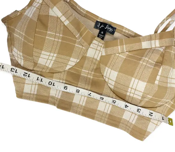 Justify J. For  Plaid Beige and White Bralette NWT Women XL Young Contemporary