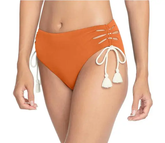 Robin Piccone women's Abi burnt orange ecru bikini bottoms size Small NEW $98 - Image 1