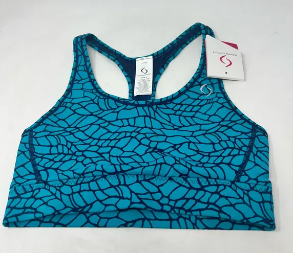 Moving Comfort Switch it up Racer sports bra in Azure woven size M Medium NWT