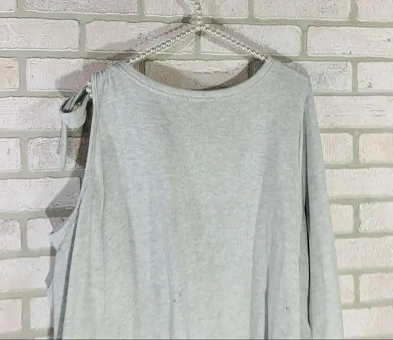 Lane Bryant  Lace Appliqué Light Gray Cold Shoulder Sweatshirt Size 22/24