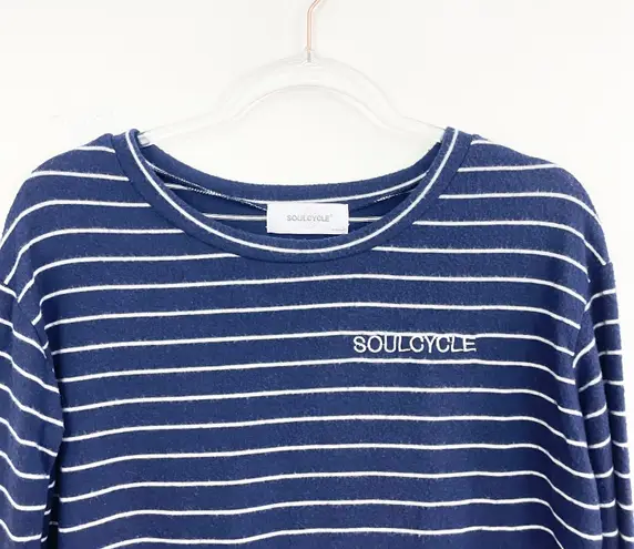 SoulCycle Navy and White Stripe Crewneck Pullover