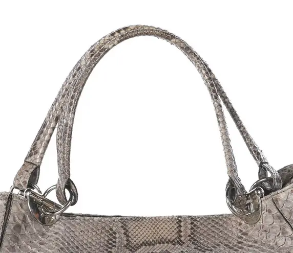 Cape Cobra Grey Snakeskin Large Shoulder Bag Gray