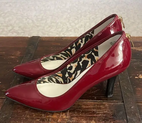 Anne Klein  Red Patent Leather High Heels 3.5" with Zipper Size 9