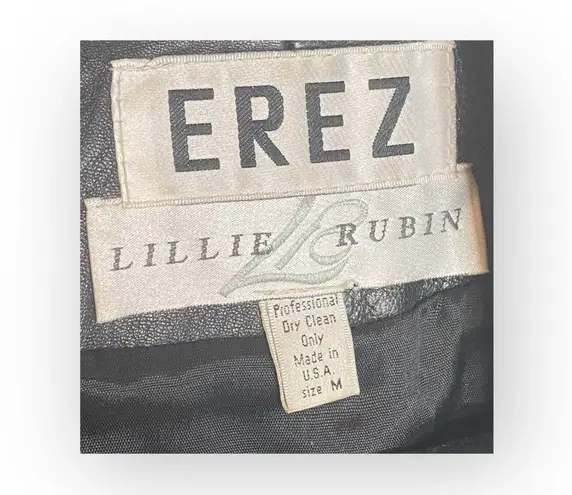 Vintage 90s: Erez x Lillie Rubin ☻︎ Whip Stitch Leather Jacket ☻︎ Gold Hardware Size M