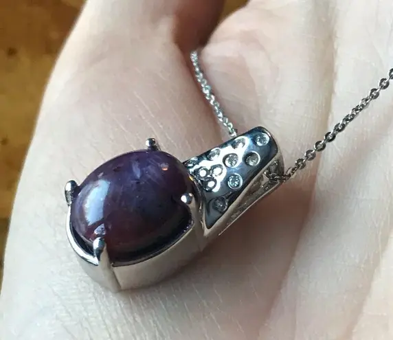 Natural Star Ruby Sterling Silver Necklace