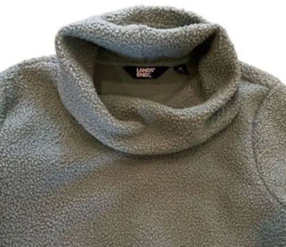 Lands’ End Aqua‎ Teal Cowl Neck Sherpa Pull Over Size Medium Blue