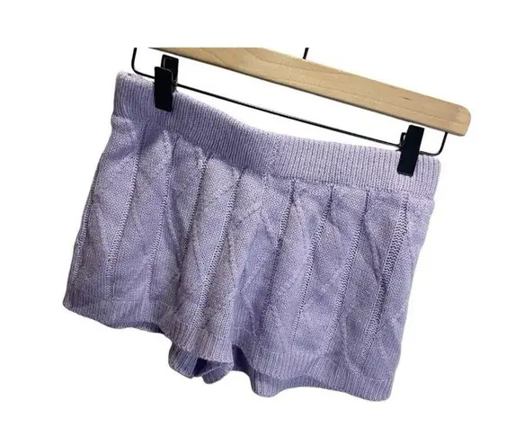 SheIn  Purple Cable Knit Shorts Casual S Low Rise Loungewear Preppy