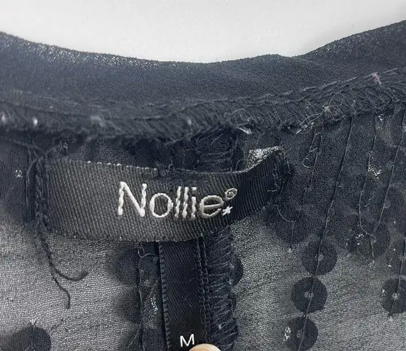 Nollie Black Grunge Sequin Sheer Crop Tank Top Size Medium