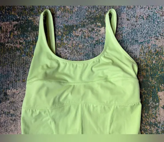 Vintage 90s Sun Streak Newport News neon green structured one piece, size 14