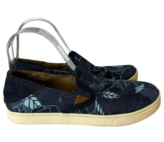 Olukai Pehuea Print Navy Floral Tropical 20339 Dest Women's Size 8