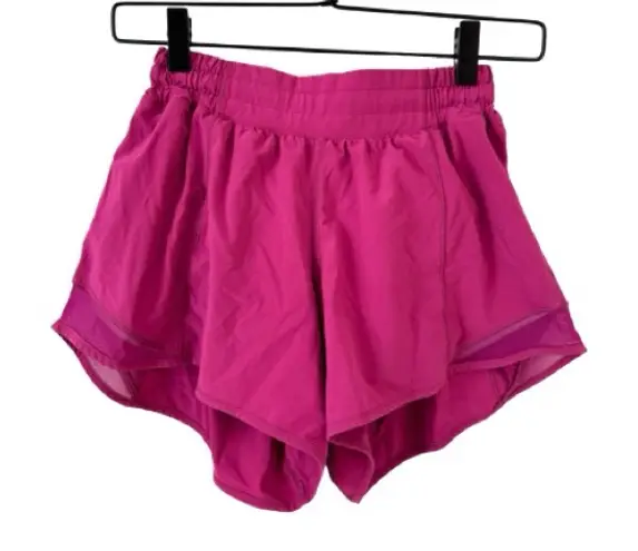 Lululemon  4 TALL ‎ Hotty Hot Low-Rise Lined 4" Shorts Ripened Raspberry Pink thumbnail 1