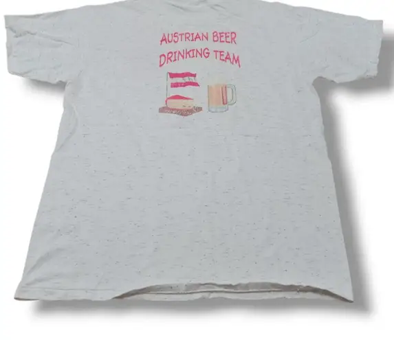 Oneita Power-T Vintage Oneita Shirt Size XL Austrian Drinking Team Graphic Shirt Single Stitch T-Shirt Unisex T-Shirt