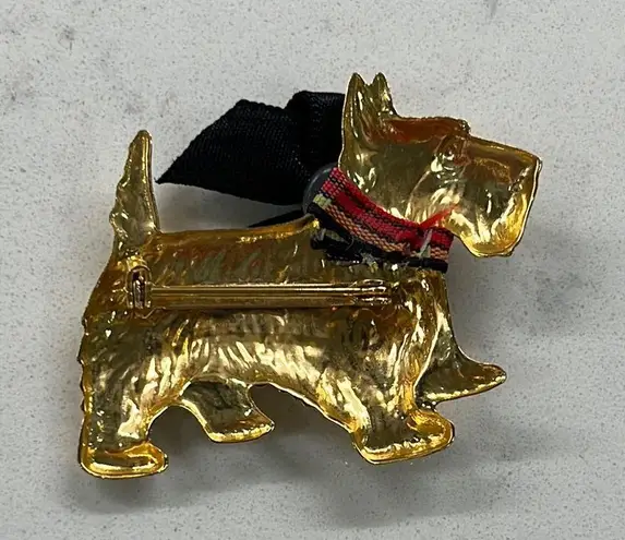 Vintage Gold Plated Black Scottish Terrier Dog Brooch