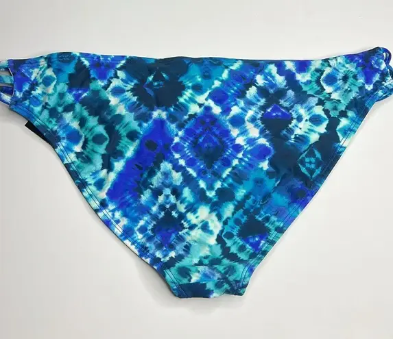 California Waves Blue Into The Deep Strappy Hipster Bikini Bottoms. Size XL