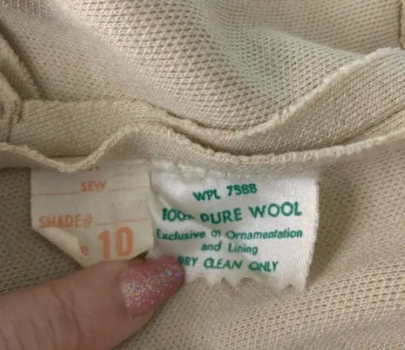 Vintage 50s Beige Knit Wool Skirt & Top Set 36PE