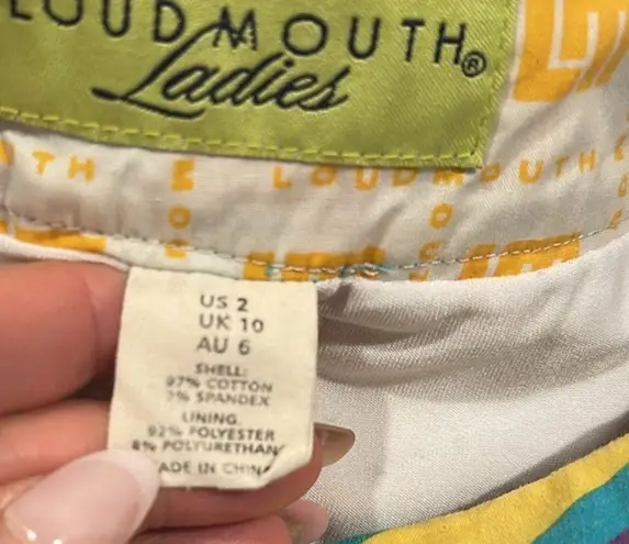 LoudMouth Rainbow Mojo Splash Colorful Striped Retro Golf Skirt Skort Shorts 2 Blue Size M