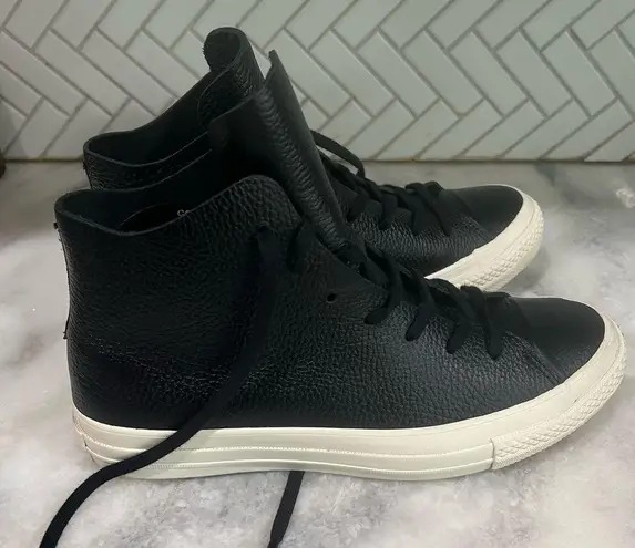 Converse  Chuck Taylor All Star Prime Hi Black Leather Shoes Men 6 Women 8 EU39