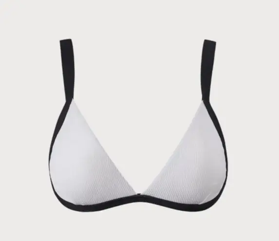 BERLOOK White Contrast Trim Triangle Bikini Top AND BOTTOM 55 Black Size M