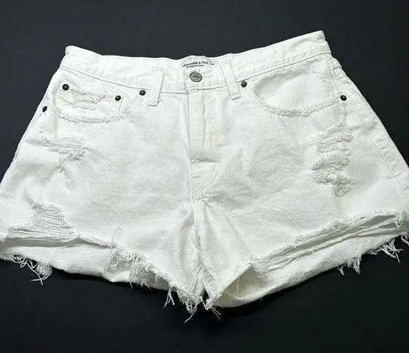 Abercrombie & Fitch  Womens Curve Love Size 6 White Denim Cutoff Shorts